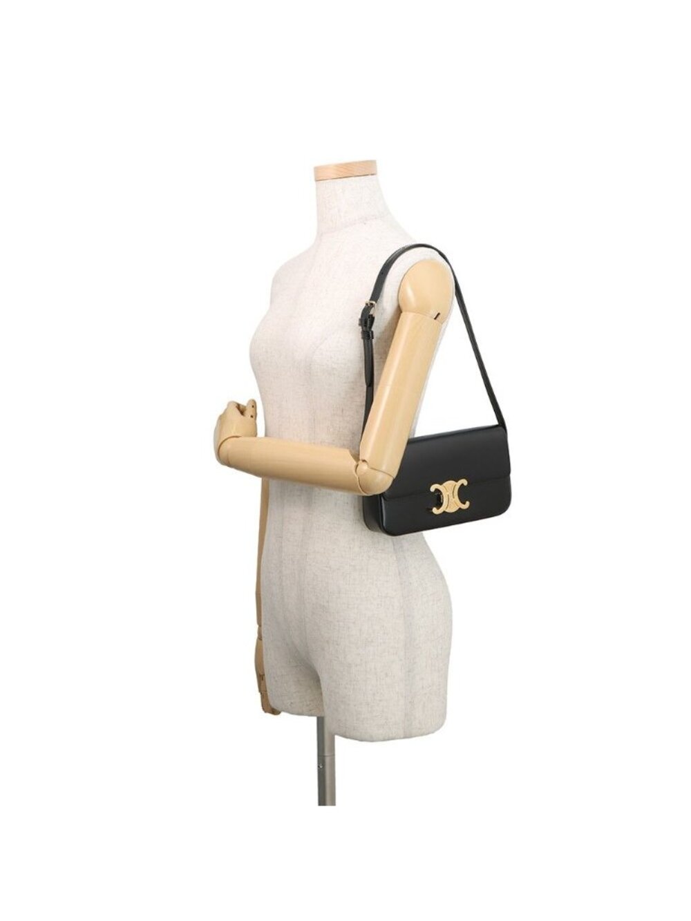 Celine Shoulder Bag Triomphe Calf Leather Black - Picture 4 of 10